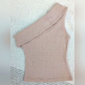 Vintage Fiore One Shoulder Tan Lightweight Top Size Small? Measurements In Pics